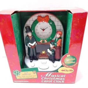 Soundesign Musical Christmas Carol Clock Fire Place and Wreath Light Up …